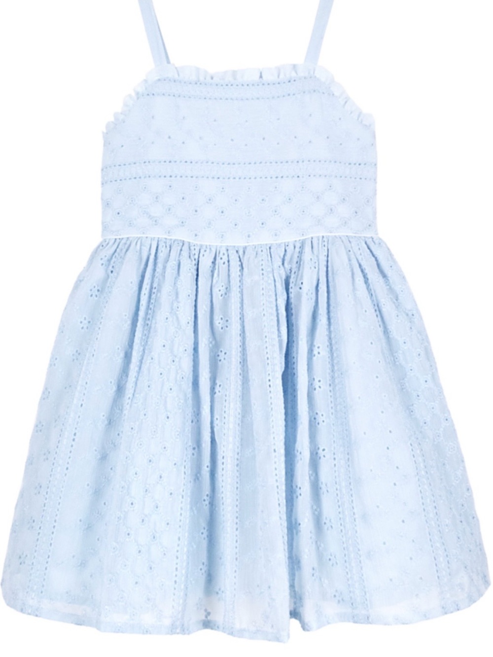 Girls Light Blue Eyelet Sundress